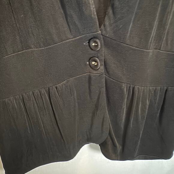 Chicos 1 Travelers Womens M Black Slinky V-Neck Button Top Stretch Drapey Travel - Picture 7 of 8